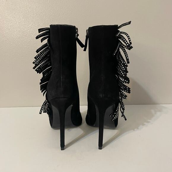 House of Harlow 1960 Revolve Ankle Booties Women’s Asher Zip Fringe Sz 9.5 Black - Picture 6 of 10